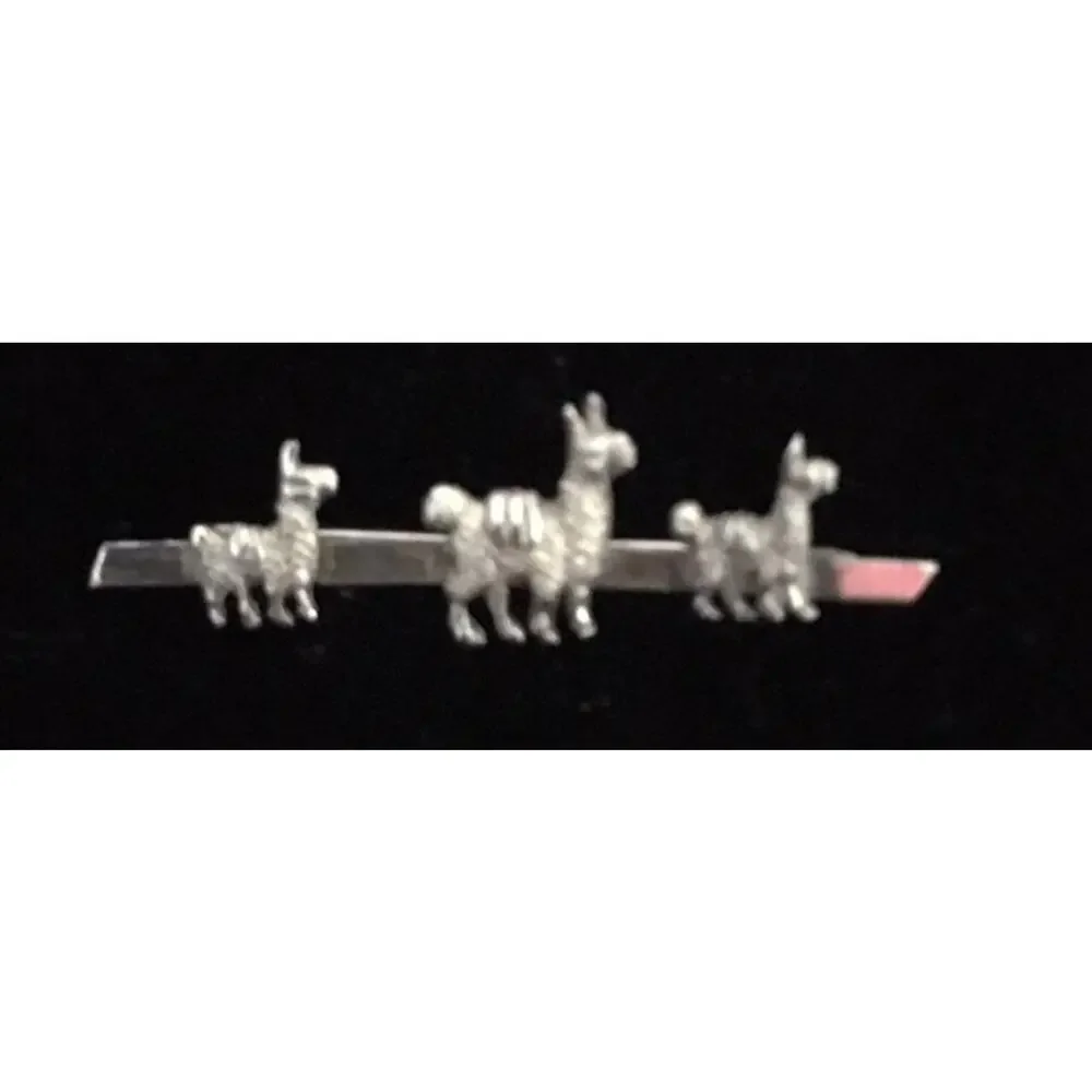 Vintage Peruvian Lamas‎ Silver Brooch 925